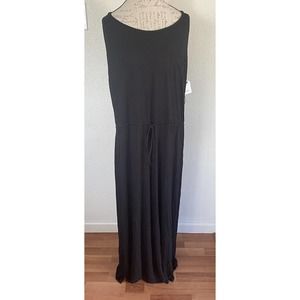 Caslon Sleeveless Black Tiered Maxi Dress w/ Tie & Front Pocket Size 2X NWT